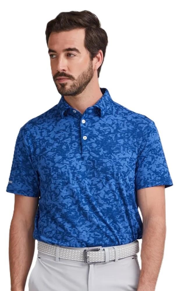 PING Marek Camo Jacquard herr polo, bright cobalt multi