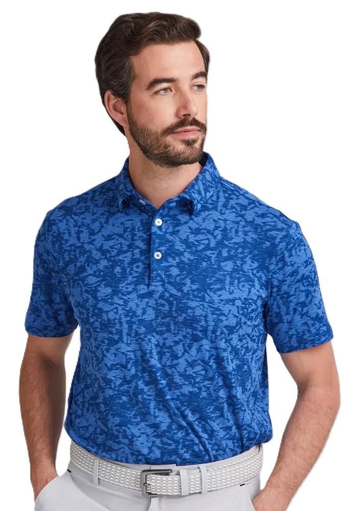 PING Marek Camo Jacquard herr polo, bright cobalt multi