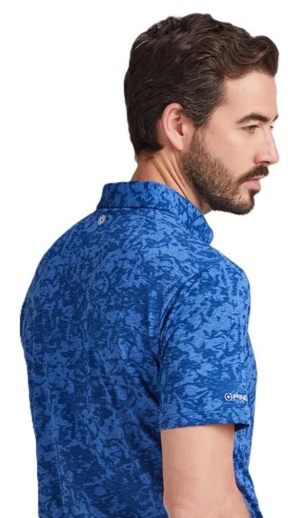 PING Marek Camo Jacquard herr polo, bright cobalt multi