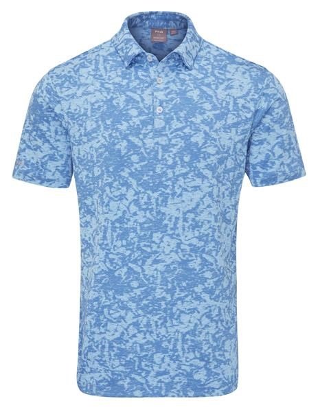 PING Marek Camo Jacquard herr polo, baltic sea multi