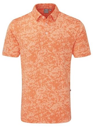 PING Marek Camo Jacquard herr polo, wild salmon multi