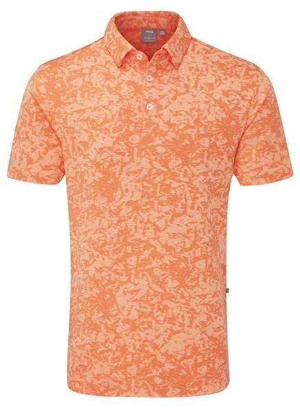 PING Marek Camo Jacquard herr polo, wild salmon multi