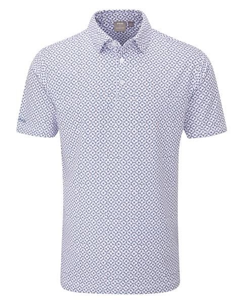 PING Ephron Printed herr polo, white/pink haze multi