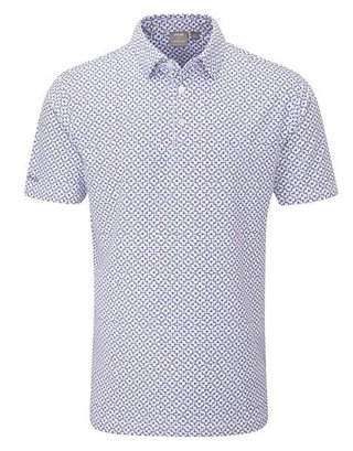 PING Ephron Printed herr polo, white/pink haze multi