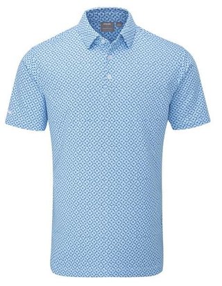 PING Ephron Printed herr polo, baltic sea multi
