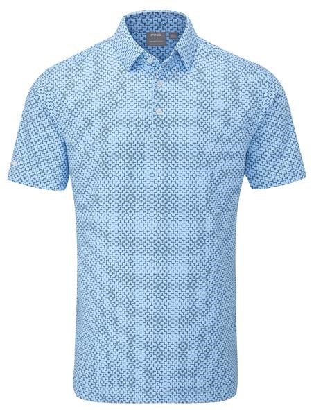 PING Ephron Printed herr polo, baltic sea multi