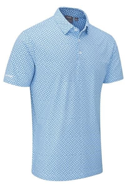 PING Ephron Printed herr polo, baltic sea multi