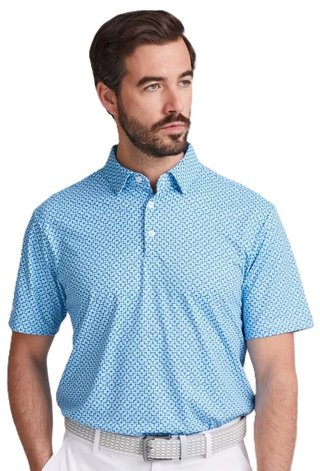 PING Ephron Printed herr polo, baltic sea multi