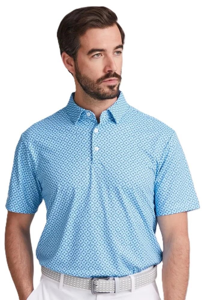 PING Ephron Printed herr polo, baltic sea multi