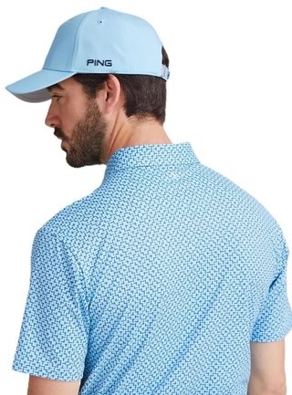PING Ephron Printed herr polo, baltic sea multi