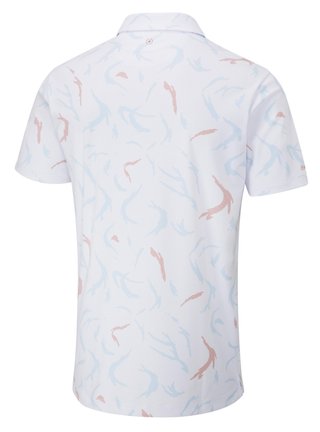 PING Ephron Printed herr polo, vit/wild salmon multi