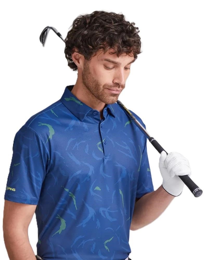 PING Ephron Printed herr polo, inky multi