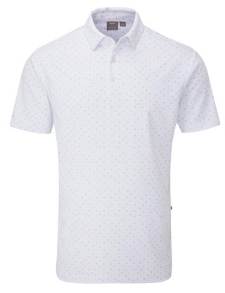 PING Ephron Printed herr polo, vit/green bay multi
