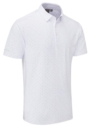 PING Ephron Printed herr polo, vit/green bay multi