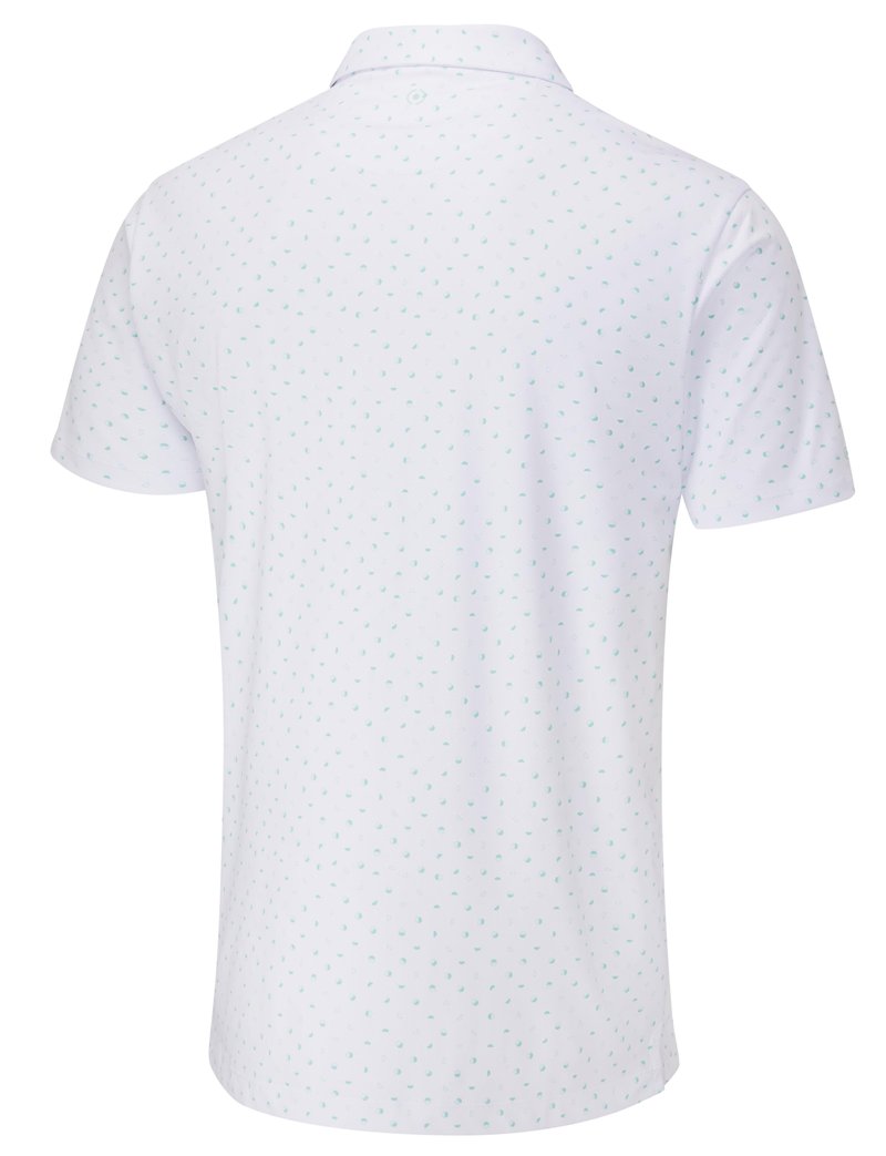 PING Ephron Printed herr polo, vit/green bay multi