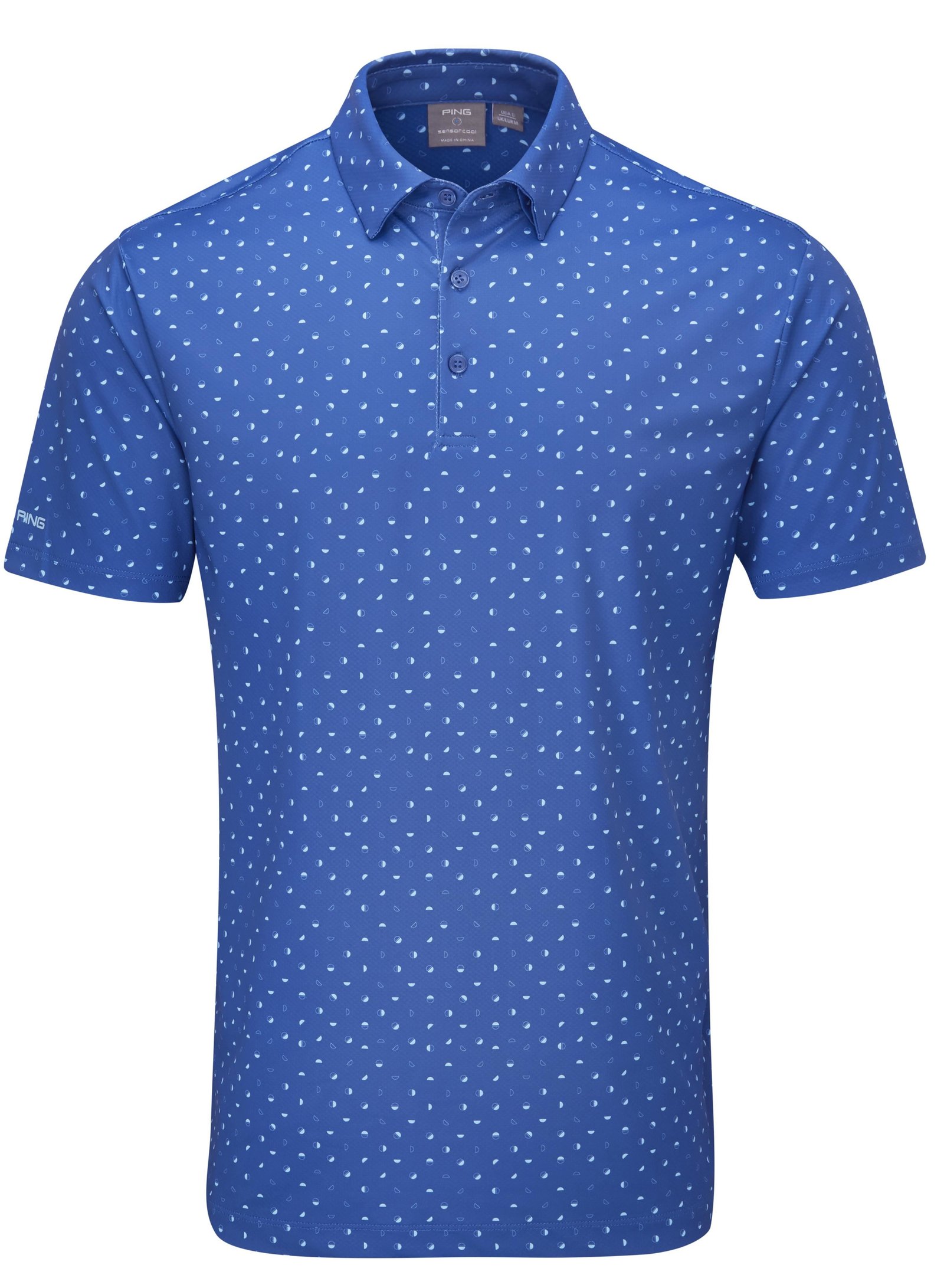 PING Ephron Printed herr polo, bright cobalt multi