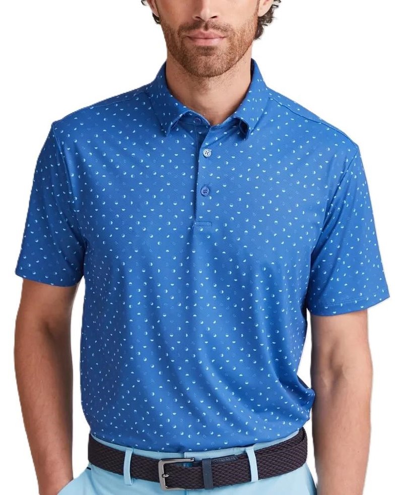 PING Ephron Printed herr polo, bright cobalt multi