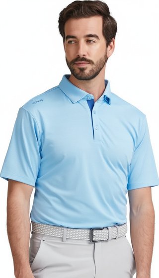 PING Claude Camo Mesh herr polo, baltic sea