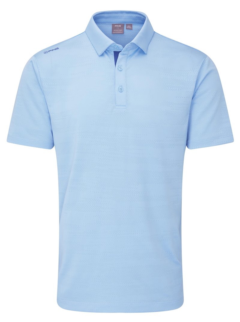 PING Claude Camo Mesh herr polo, baltic sea