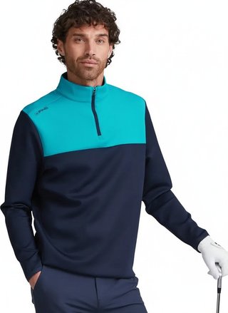 PING Kinver herr sweatshirt, navy/turkos