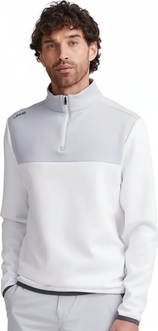 PING Kinver herr sweatshirt, vit/pärlgrå