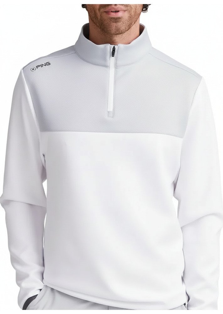 PING Kinver herr sweatshirt, vit/pärlgrå