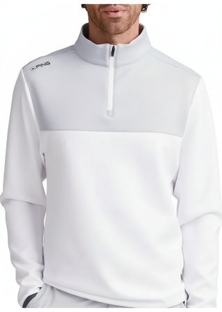 PING Kinver herr sweatshirt, vit/pärlgrå