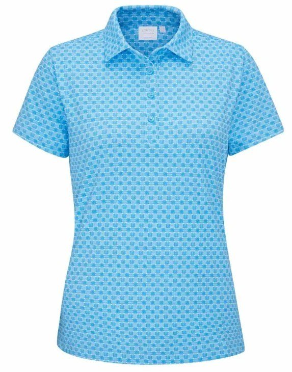 PING Aeria Printed dam polo, azure geo