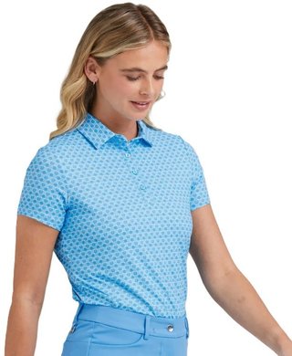 PING Aeria Printed dam polo, azure geo