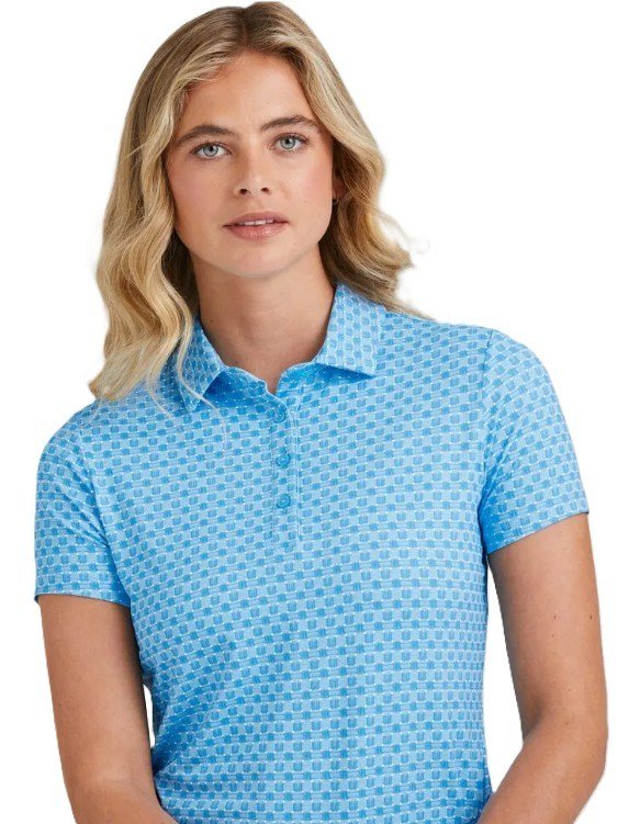PING Aeria Printed dam polo, azure geo