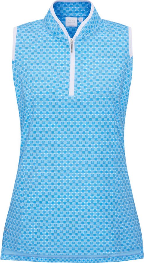 PING Penola Printed Sleeveless dampolo, azuro geo