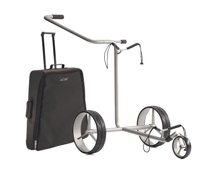JuStar Silver 3-hjulig manuell vagn, titansilver + transportväska Classic, mekanisk broms