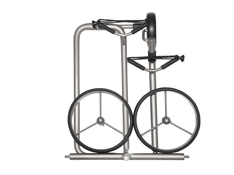 JuStar Silver 3-hjulig manuell vagn, titansilver + transportväska Classic, mekanisk broms