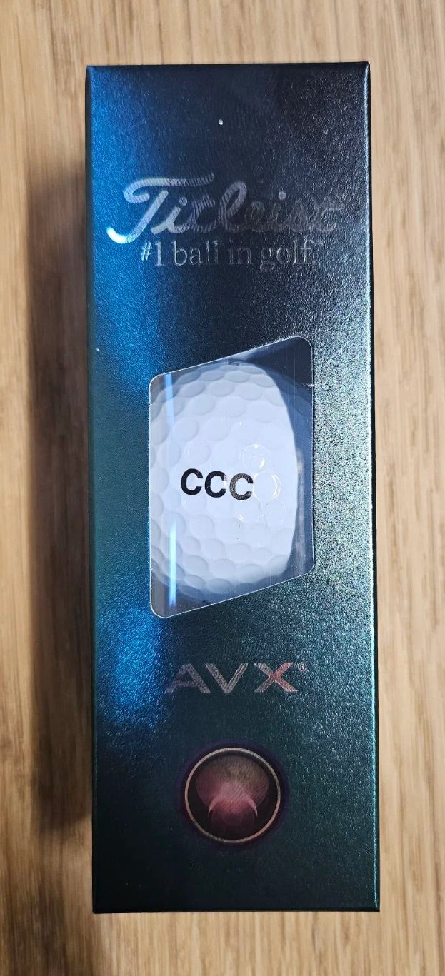 Titleist AVX golfbollar, text: CCC