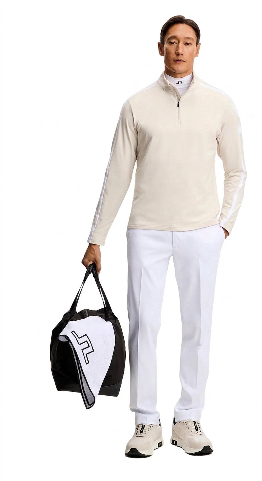 J.Lindeberg Keaton Quarter Zip Mid Layer herr mellanlager, Moonbeam