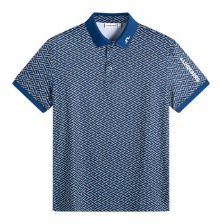 J.Lindeberg Tour Tech Print herr polo, ladder estate navy