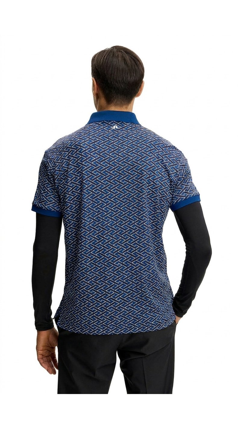 J.Lindeberg Tour Tech Print herr polo, ladder estate navy