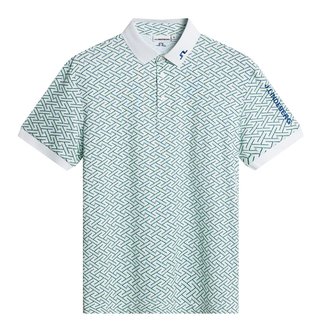 J.Lindeberg Tour Tech Print herr polo, ladder white bay