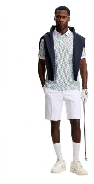 J.Lindeberg Tour Tech Print herr polo, ladder white bay