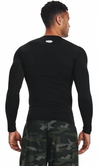 Under Armour HeatGear herr kompressionsöverdel med lång ärm, svart/vit