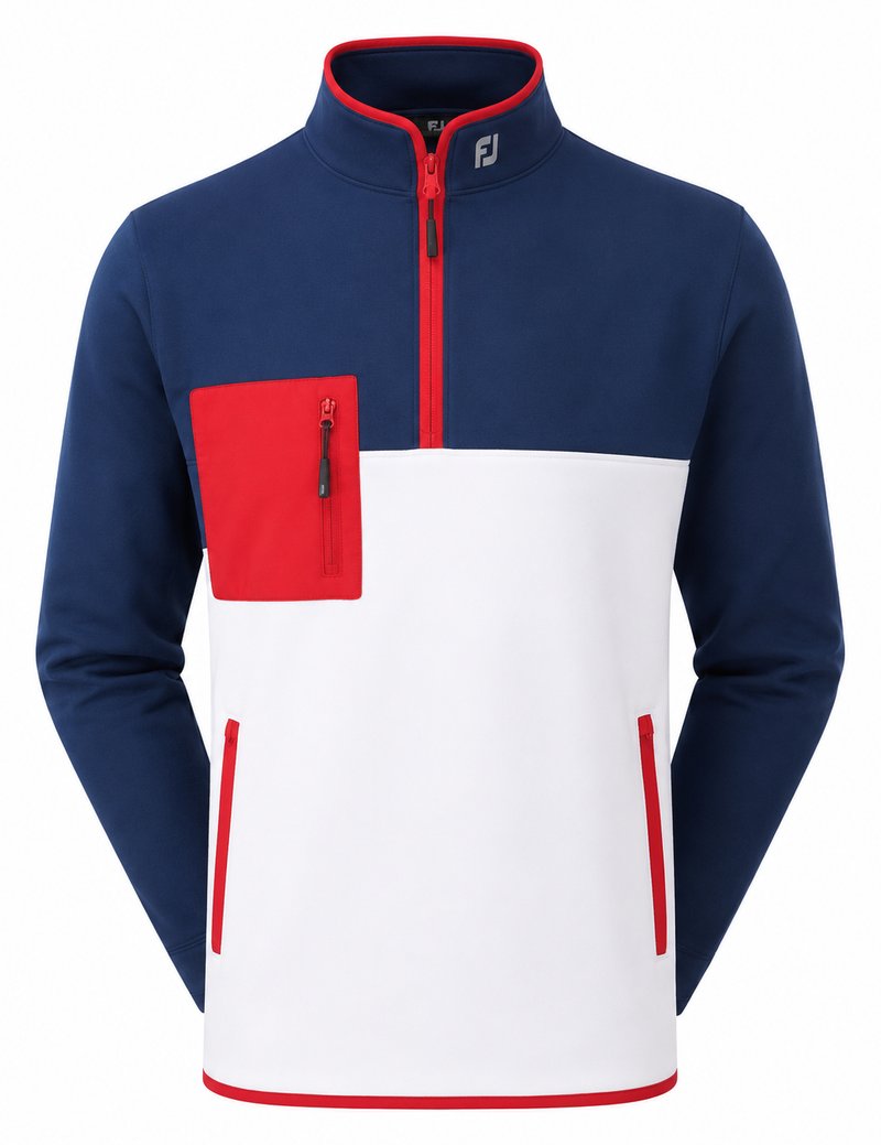 FootJoy Polar Fleece Chill-Out herr sweatshirt, navy/vit/röd