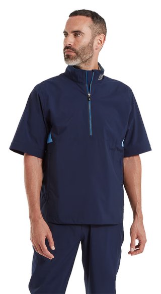 FootJoy HydroLite X Short Sleeve Rain herr regnskjorta, navy/mellanblå