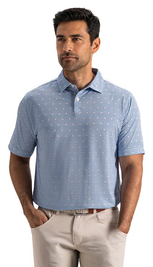 FootJoy Order Geometric Lisle herr polo, white/riviera/peach