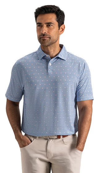 FootJoy Order Geometric Lisle herr polo, white/riviera/peach