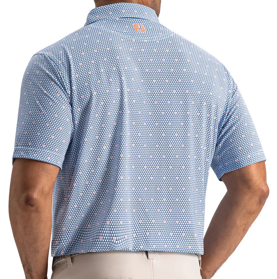 FootJoy Order Geometric Lisle herr polo, white/riviera/peach
