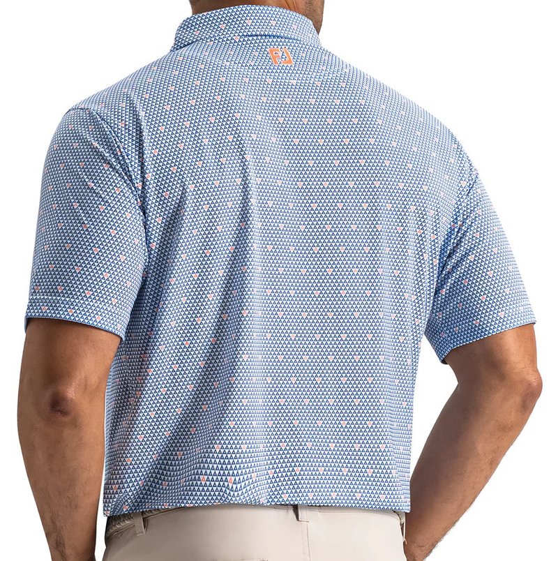 FootJoy Order Geometric Lisle herr polo, white/riviera/peach