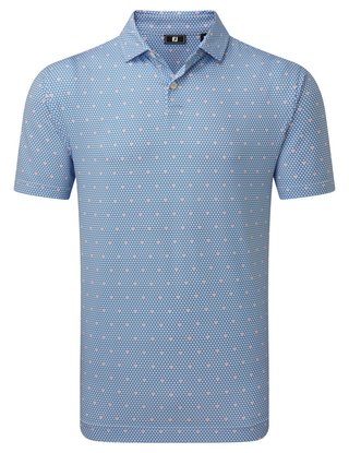 FootJoy Order Geometric Lisle herr polo, white/riviera/peach