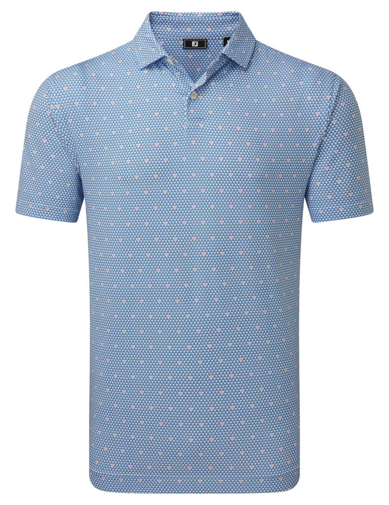 FootJoy Order Geometric Lisle herr polo, white/riviera/peach