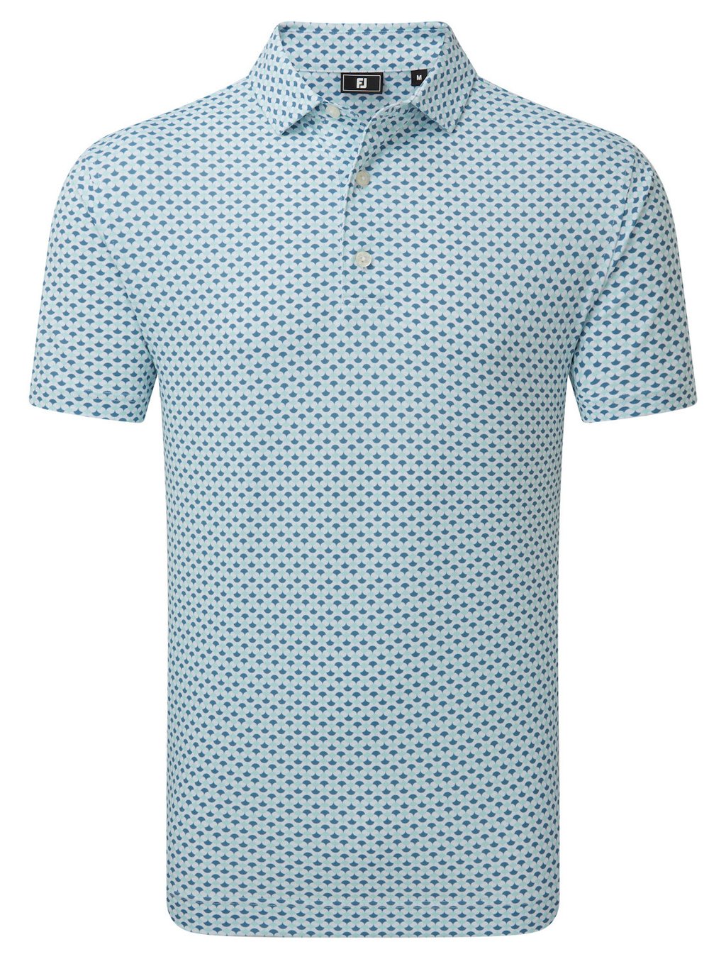 FootJoy Ginko Geo Pique herr polo, white/mint julep/winward blue