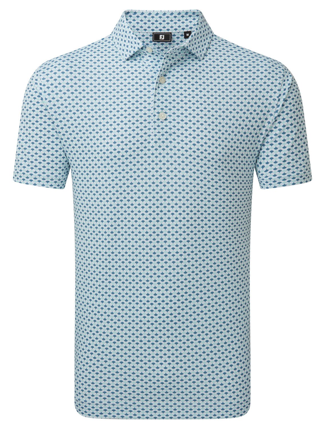 FootJoy Ginko Geo Pique herr polo, white/mint julep/winward blue